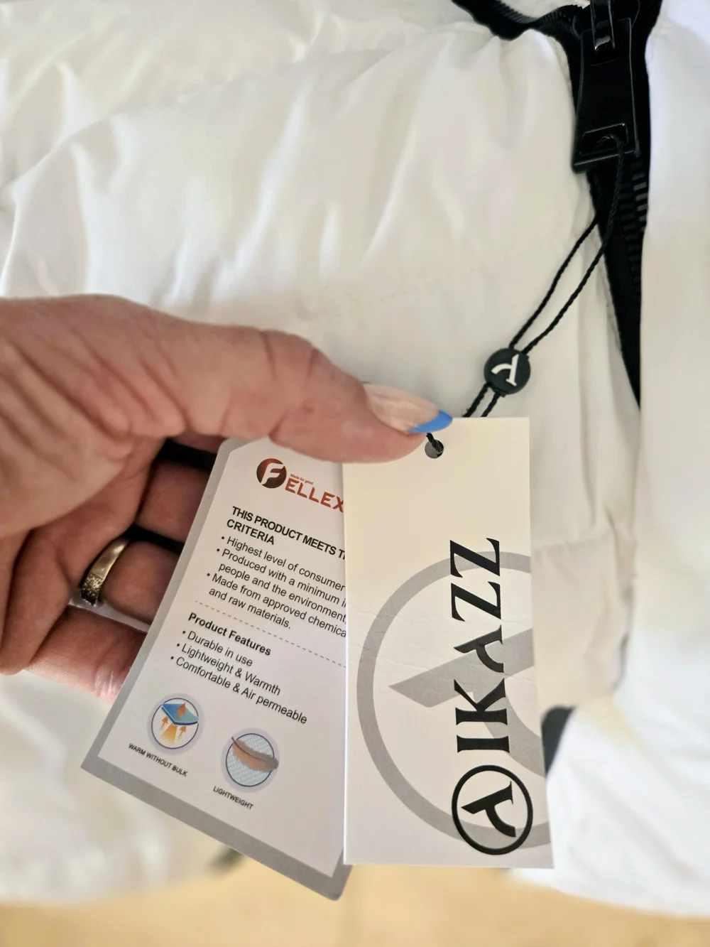 IKAZZ Winter Warm Packable Long Lightweight Hooded Puffer Coat - White (XL) NWT